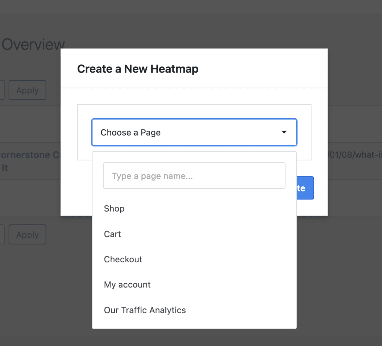select page heatmaps