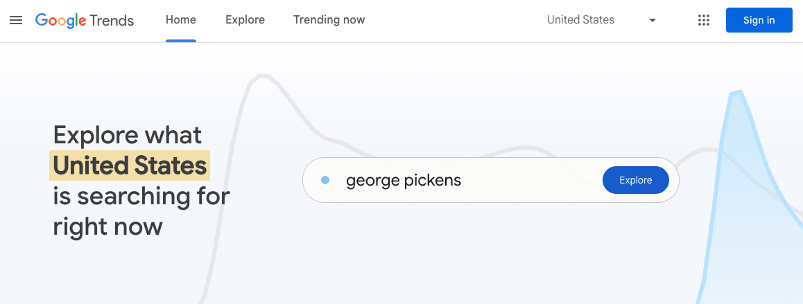 market research tools - google trends