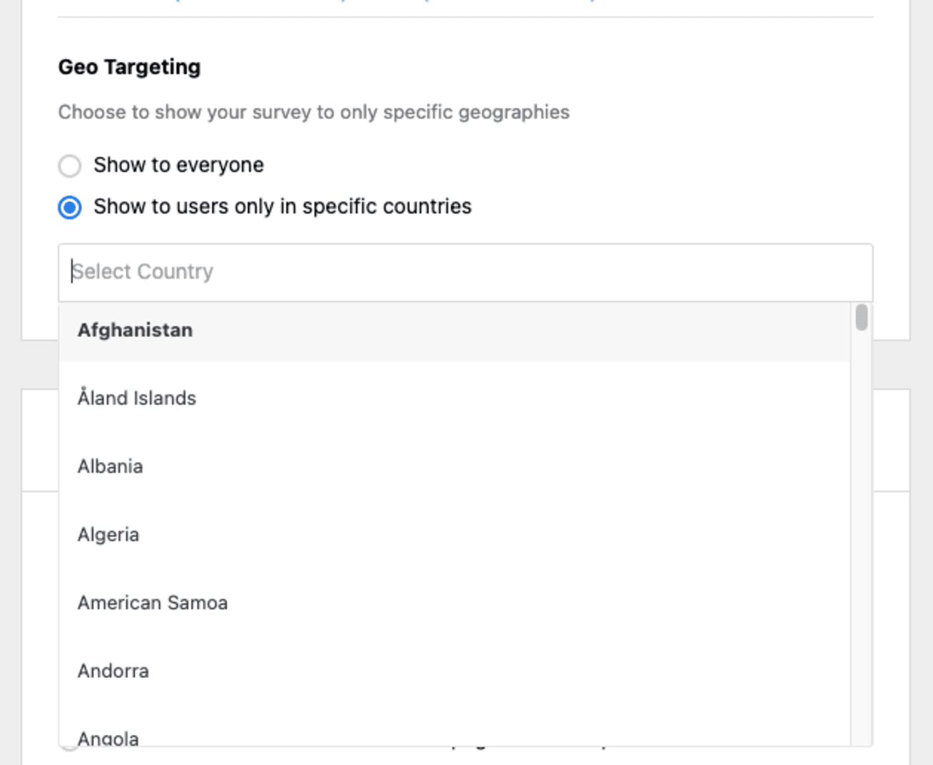 userfeedback geo targeting