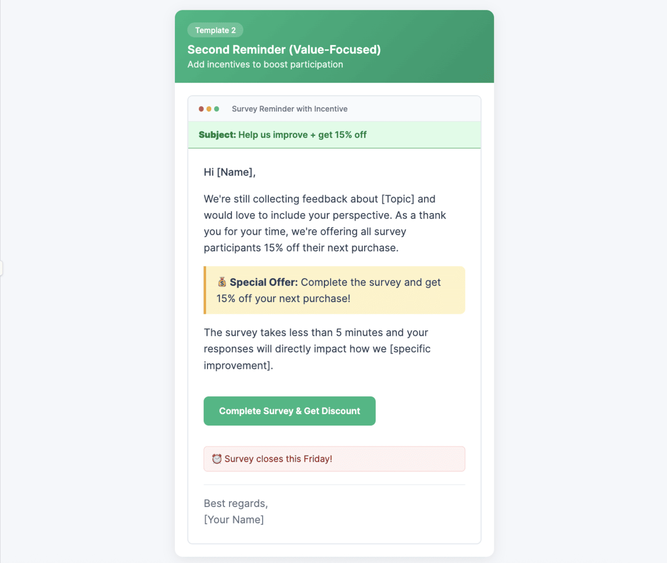 survey reminder email template 2 