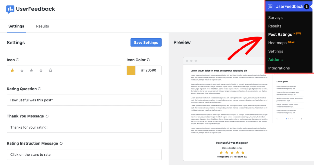 new post ratings feature