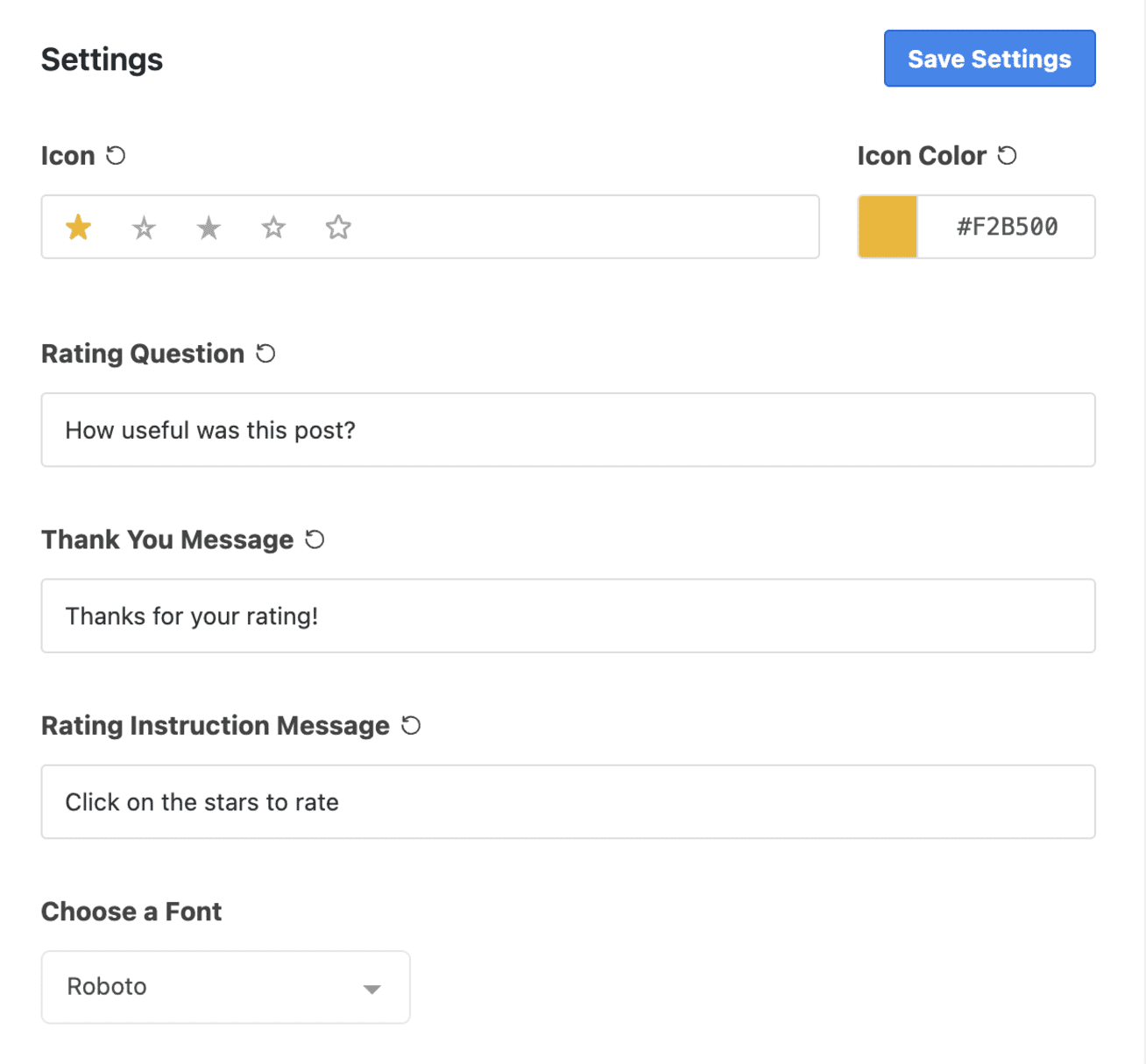 post ratings settings