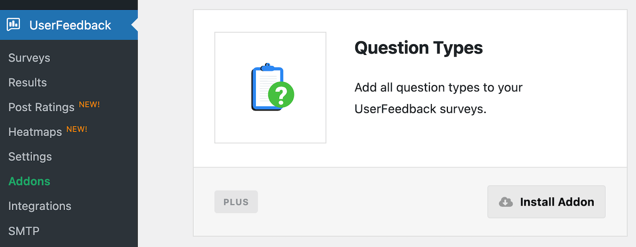 Installing the Question Types Addon