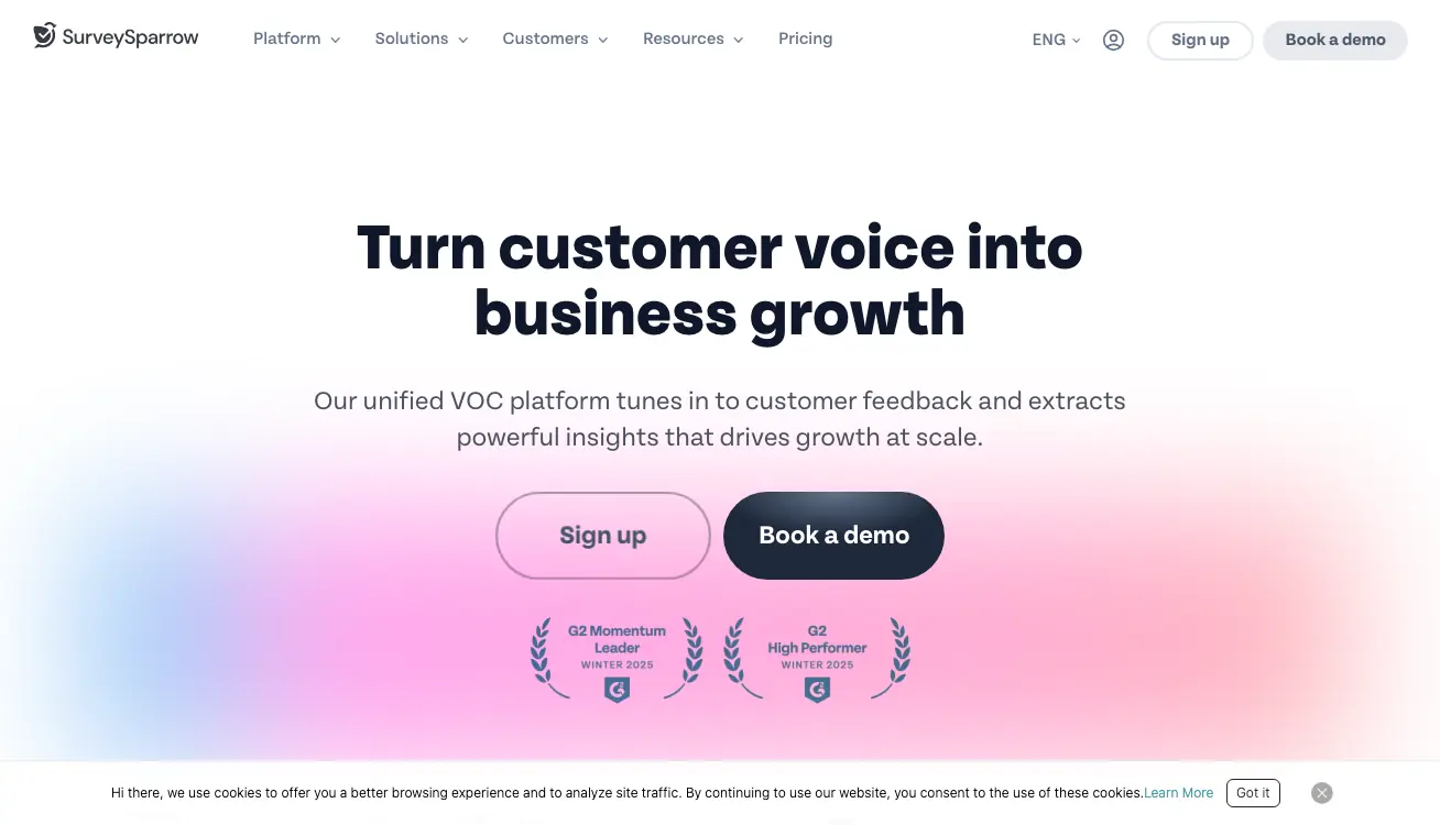 SurveySparrow free survey creator homepage